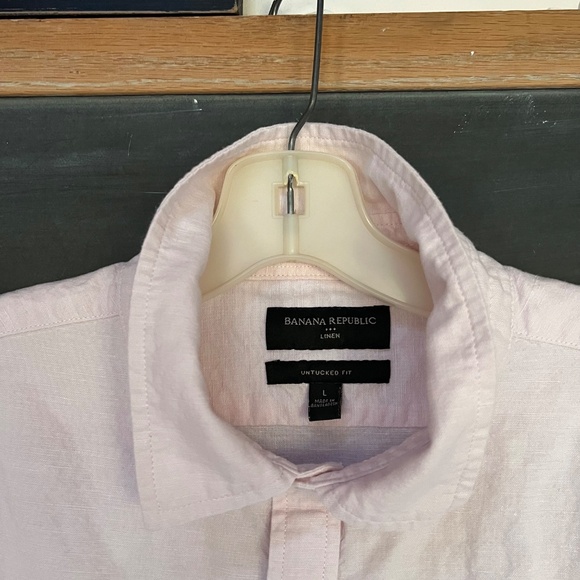 Mens Banana Republic Pink Linen Dress Shirt, Size L - Picture 10 of 11